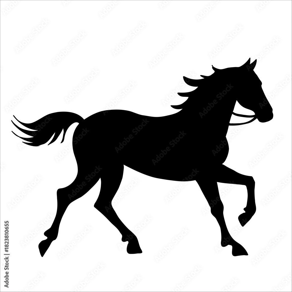 Obraz premium Vector silhouette of horse isolate on white backround.