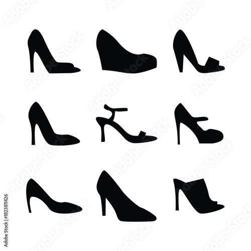 Black and white vector shoes 