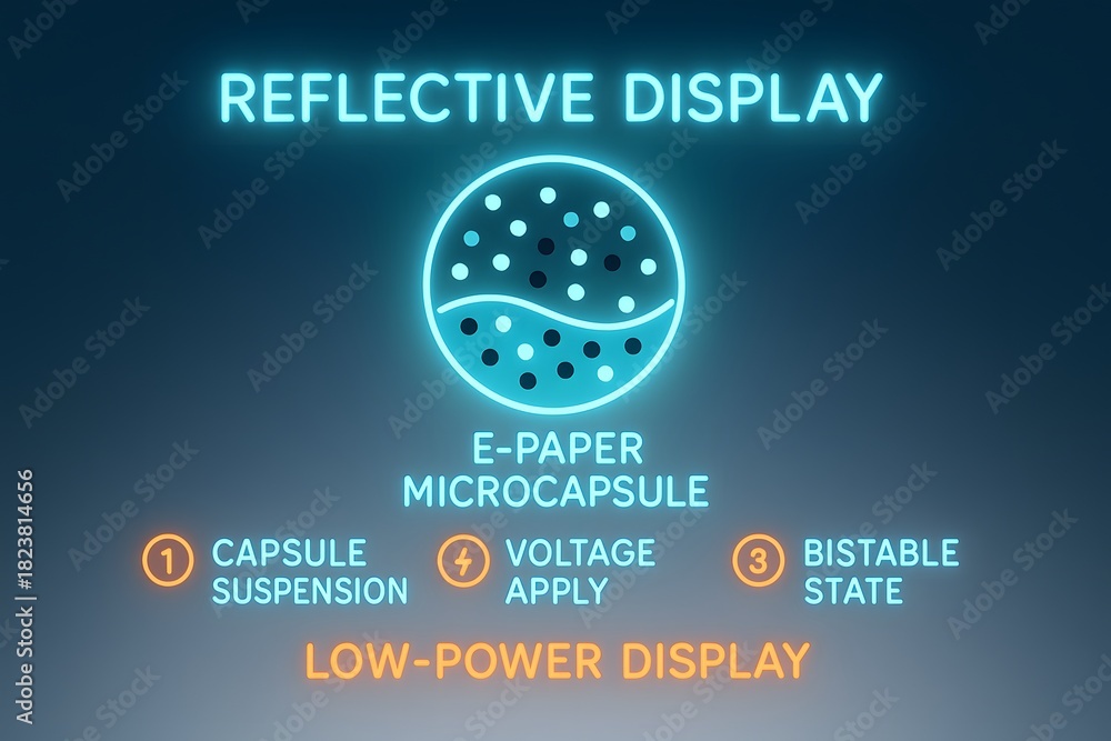Naklejka premium Neon E-Paper Infographic for Futuristic Display and Digital Signage Concepts