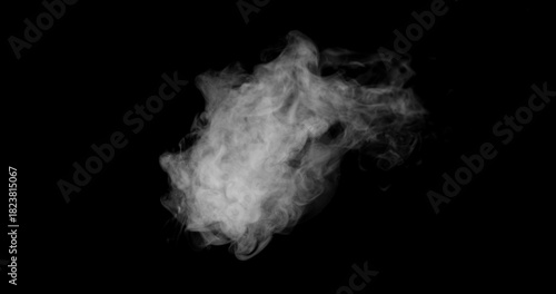 Foto Super Slow Motion of White Rounded Smoke Texture Isolated on Black Background