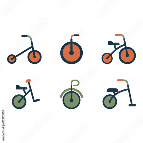 Collection of six retro style children s tricycles and bicycles