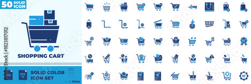 Shopping Cart Solid Color Editable Icons set