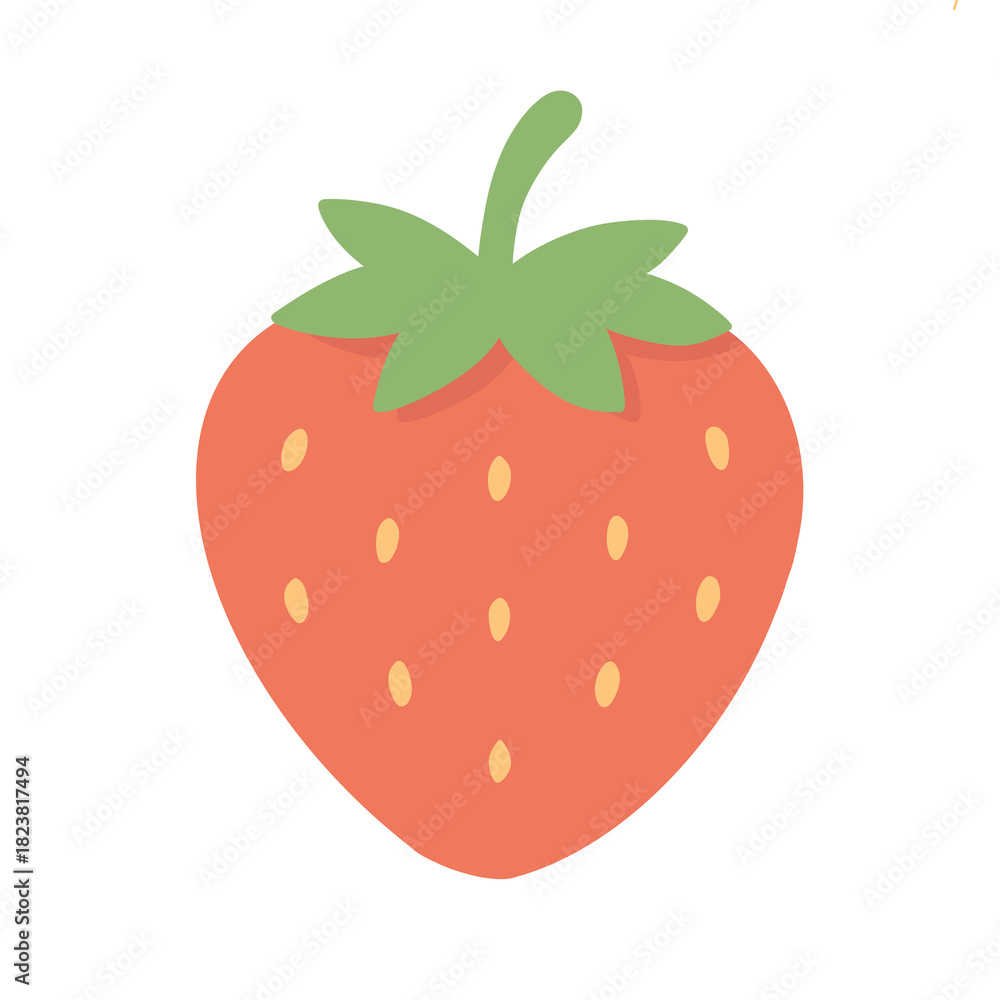 Obraz premium Vibrant Strawberry Illustration: A single, plump strawberry, bursting with color and freshness, is a delightful representation of nature's bounty.