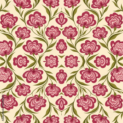 Wallpaper Mural “Seamless Floral Pattern Collection – Vintage Botanical, Paper-Cut, Folk Art, Geometric & Modern Flower Designs” Torontodigital.ca
