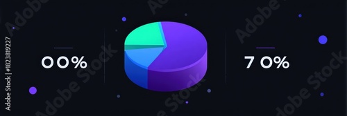 Colorful Pie Chart Illustrating Percentages With a Sleek Modern Background and Vibrant Visual Elements