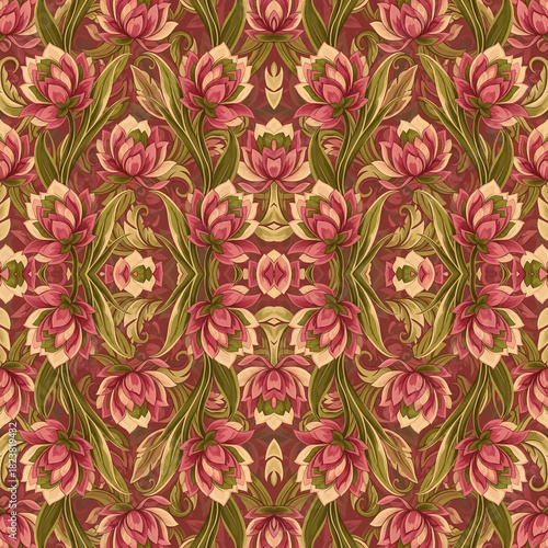 Wallpaper Mural “Seamless Floral Pattern Collection – Vintage Botanical, Paper-Cut, Folk Art, Geometric & Modern Flower Designs” Torontodigital.ca