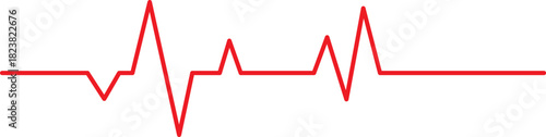 Red heartbeat line on white background