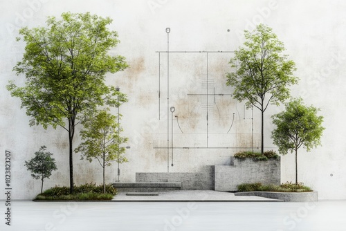 Detailed technical drawing of a recreational green space plan