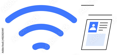 Digital identity concept. Digital identity illustrated by a wireless symbol and user profile graphic. Digital identity supports secure online access and authentication for technology, IoT, fintech
