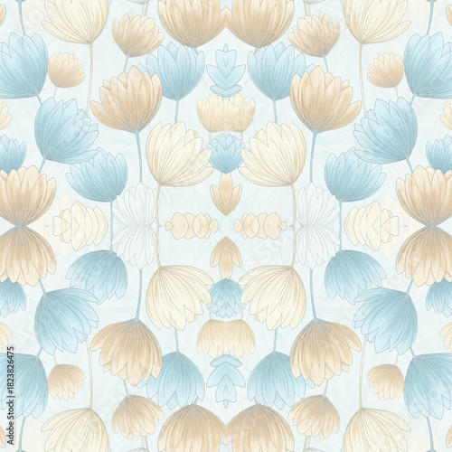 Wallpaper Mural “Seamless Floral Pattern Collection – Vintage Botanical, Paper-Cut, Folk Art, Geometric & Modern Flower Designs” Torontodigital.ca