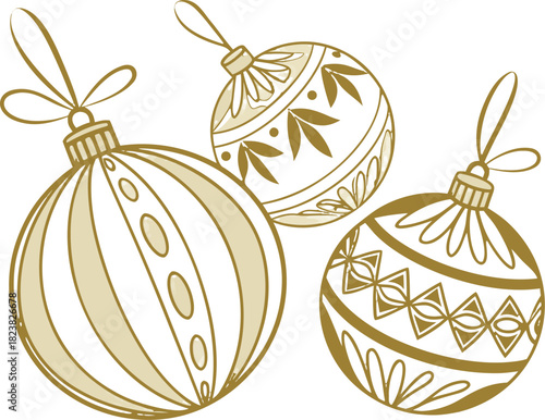 Golden festive spheres isolated on transparent background, polished matte glow and fine glitter surface, high-resolution vector style, flawless, clear, and professional.