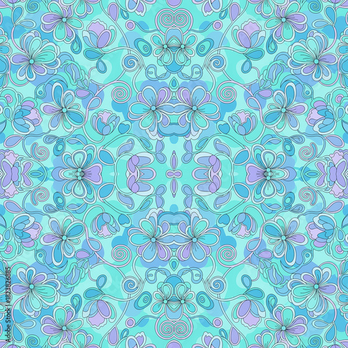 Wallpaper Mural “Seamless Floral Pattern Collection – Vintage Botanical, Paper-Cut, Folk Art, Geometric & Modern Flower Designs” Torontodigital.ca