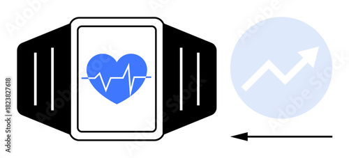 Health monitoring concept. Heart rate tracking on a wearable device for improved health management. Health monitoring supports fitness, wellness, data analysis, and personal care solutions. Suitable