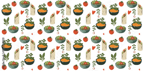 seamless pattern with organic food items