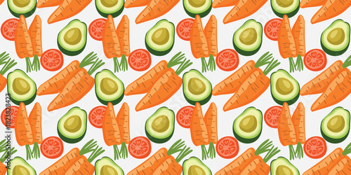 healthy plant based vegetables seamless pattern