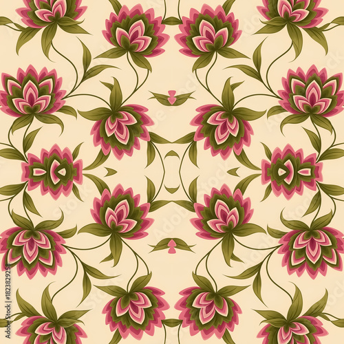 Wallpaper Mural “Seamless Floral Pattern Collection – Vintage Botanical, Paper-Cut, Folk Art, Geometric & Modern Flower Designs” Torontodigital.ca