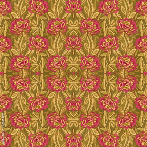 Wallpaper Mural “Seamless Floral Pattern Collection – Vintage Botanical, Paper-Cut, Folk Art, Geometric & Modern Flower Designs” Torontodigital.ca