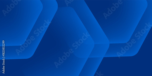 Modern abstract blue background with glowing geometric lines. Blue gradient hexagon shape design. Futuristic technology concept. vector