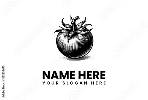 Hand-drawn Tomato Vector Logo Illustration for Fresh Food and Healthy Lifestyle Brands