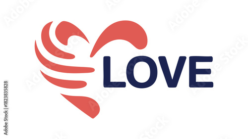 Stylized heart shape and 'love' text