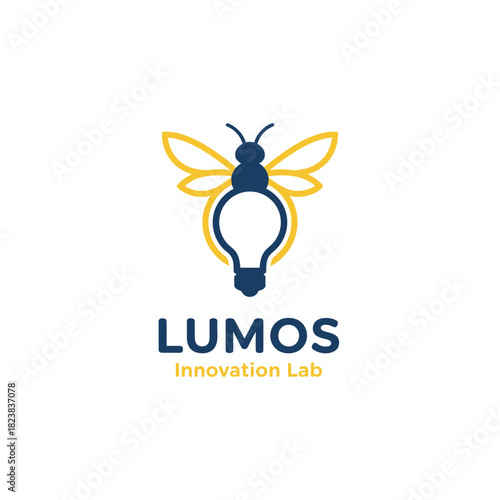 A clever fusion of a light bulb and a firefly symbolizing creativity, bright ideas, and forward-thinking solutions for an innovative and modern tech-focused lab.