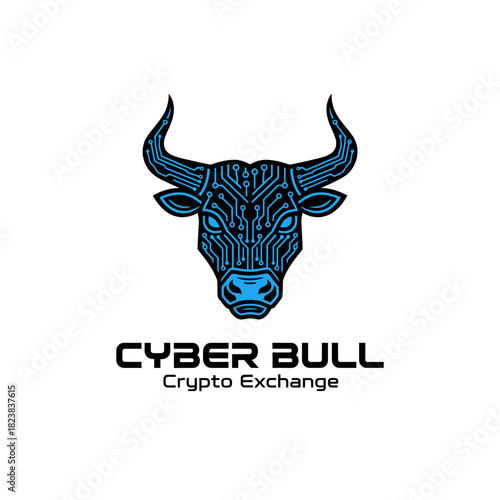A futuristic bull head formed by circuit-like patterns, symbolizing strength, digital innovation, and the power of a modern crypto exchange brand.