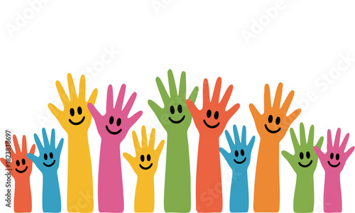 Rainbow kids hand painting creativity concept background  vector illustration, easily editable. 