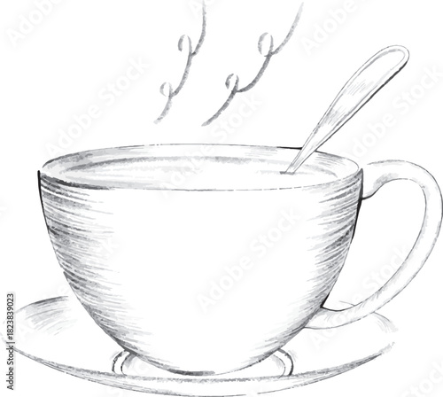 Detailed coffee cup illustration. Hot drink clipart