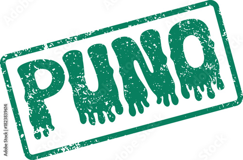 PUNO word embossed in a grunge stamp effect representing the Peruvian city and cultural heritage