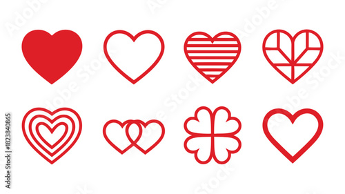 Red heart icons design elements