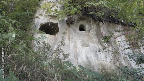November 1, 2025, Sendai, Miyagi Prefecture, Japan.Photograph of the Atagoyama cave tombs.