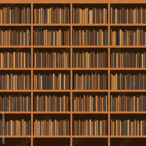 Detailed Bookshelf Illustration A Comprehensive Collection of Bound Volumes.