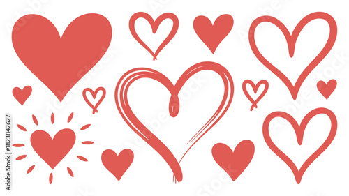 Red heart shapes love design