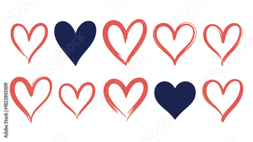 Artistic heart icons collection
