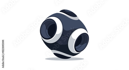 Sleek spherical camera design with unique port openings, perfect for futuristic tech concepts or advanced surveillance system visualizations