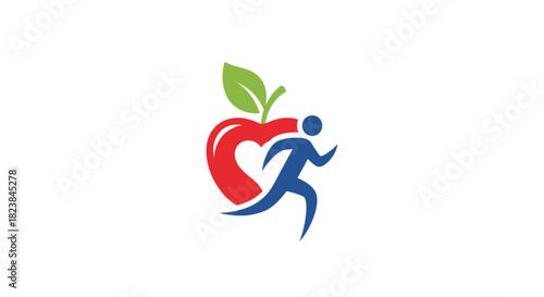 Embrace Wellness: Dynamic runner silhouette paired with a vibrant apple symbolizes health, energy, and active lifestyle choices for a better you