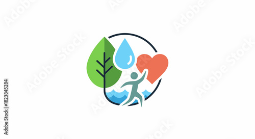 Embrace a healthy lifestyle with vibrant nature elements, symbolizing wellbeing, vitality, and personal growth, all encapsulated in a modern design