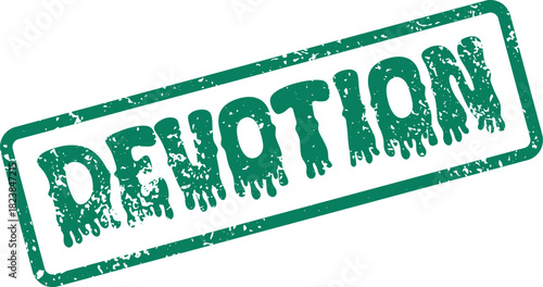 Authentic Green Devotion Word Stamp Featuring a Unique Dripping Ink Grunge Texture