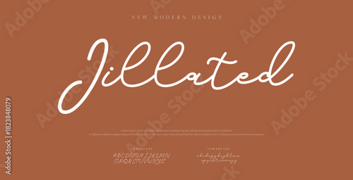 signature letters. Modern script calligraphy type. ABC typography latin signature alphabet.