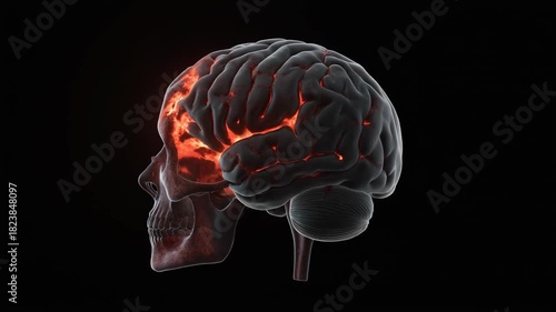 Skull Brain Scan Animation - Exploring the Depths of Human Thought.