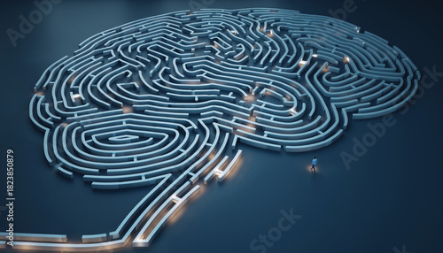 Brain maze: A complex labyrinth in the shape of a human brain.