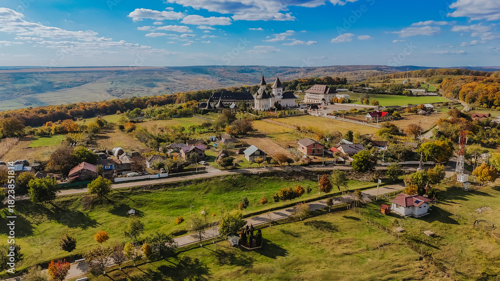Obraz premium Hadambu Monastery in Autumn — Drone Landscape