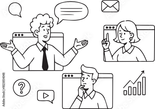 set of business people