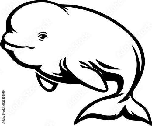 Elegant Black White Beluga Whale Icon | Clean, isolated vector art for creative projects.
