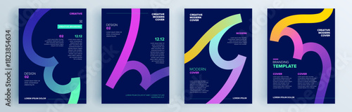 Modern abstract covers set, minimal covers design. Colorful geometric background, vector illustration.