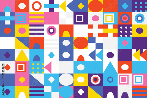 Abstract geometric patterns with colorful shapes and shapes for background and design