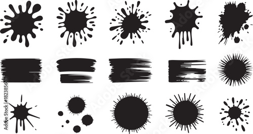 Artistic Black Ink Blots and Stains Collection