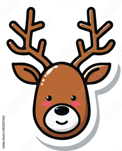 Cute Cartoon Reindeer Vector Christmas Graphic