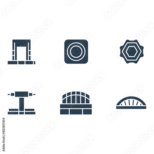 Collection of architectural and structural element icons