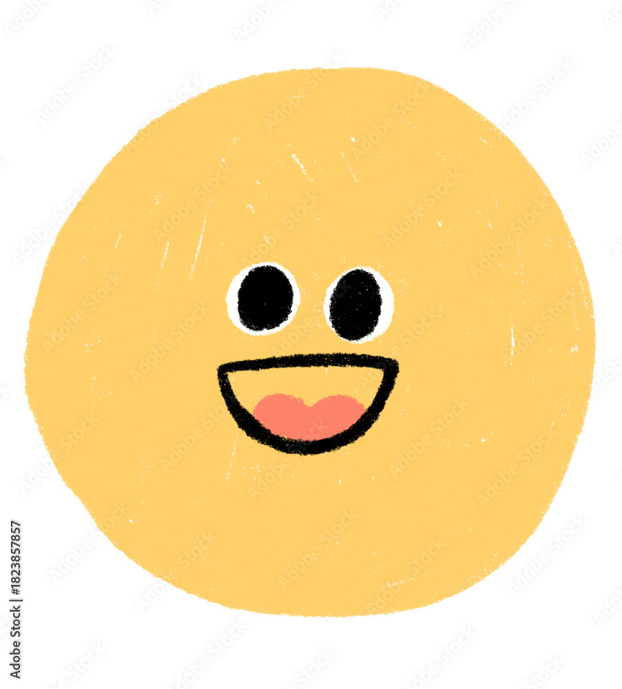 Fototapeta premium Cute Hand-Drawn Happy Smiling Face Emoji Illustration